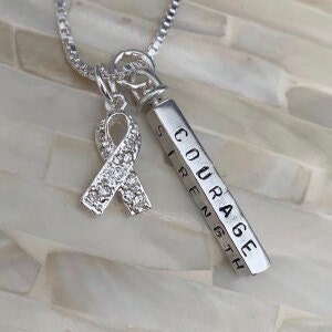 Lung Cancer Awareness Ribbon Necklace- Lung Cancer