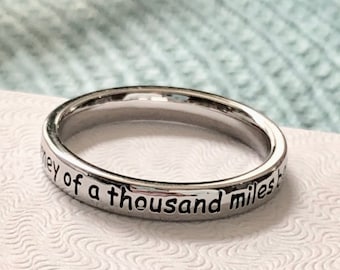 Engraved Sterling Silver Journey Ring – Inspirational Graduation Gift