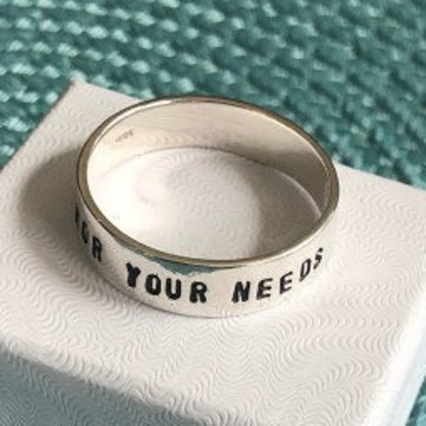 Addiction recovery gift- Sobriety Date- Mental health- Inspirational Phrase- Sobriety Ring- Hand Stamped Ring- Sterling Silver