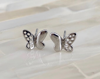 Butterfly Earrings- Silver Sterling Silver-  Stud Earrings- Little Girl Earrings- Adoption Gift- Surrogacy- Christmas Gift