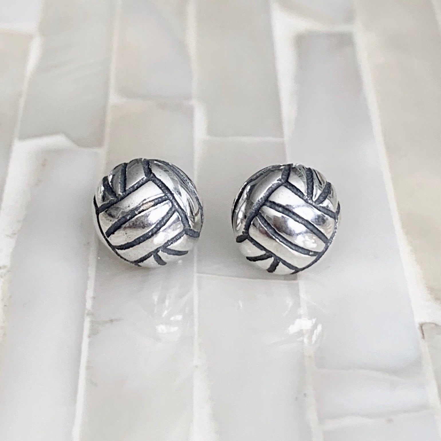Volleyball Stud Earrings Sterling Silver Volleyball Player Etsy