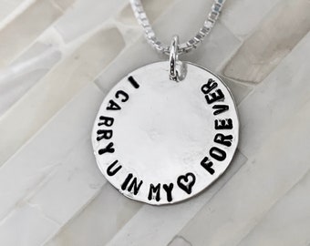 Memorial Necklace- Personalized with Initials or Angel Wing Charm- I Carry You In My Heart Forever Necklace- Remembrance Gift- Miscarriage