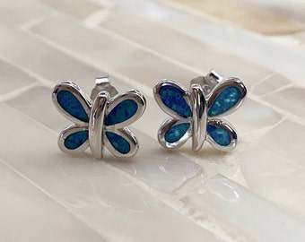 Butterfly Earrings- Blue Butterfly Earrings- Sterling Silver-  Stud Earrings- Little Girl Earrings- Adoption Gift- Surrogacy- Christmas Gift