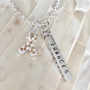 Childhood Cancer Awareness Necklace- Survivor Jewelry- Support gift- Mom Necklace-Inspirational- yellow awareness ribbon- encouragement
