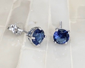 September Birthstone Earrings- Sapphire- Sterling Silver- September Birthday- Stud Earrings- Birthday Present- Gift for her- Christmas Gift