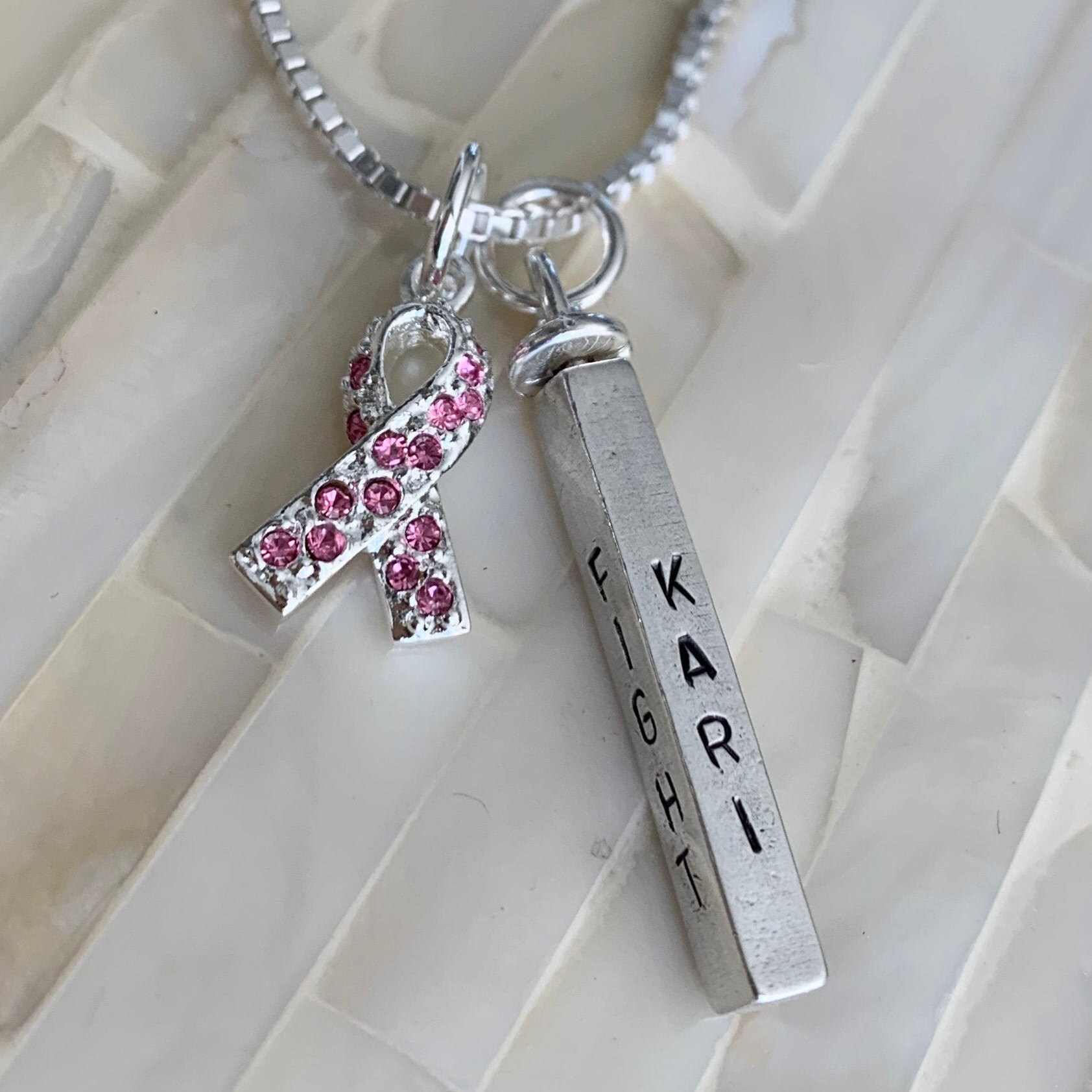 Sterling Silver Cancer Awareness Ribbon Pendant - Polished, 9x27mm, For Ovarian Cancer & Disability Support