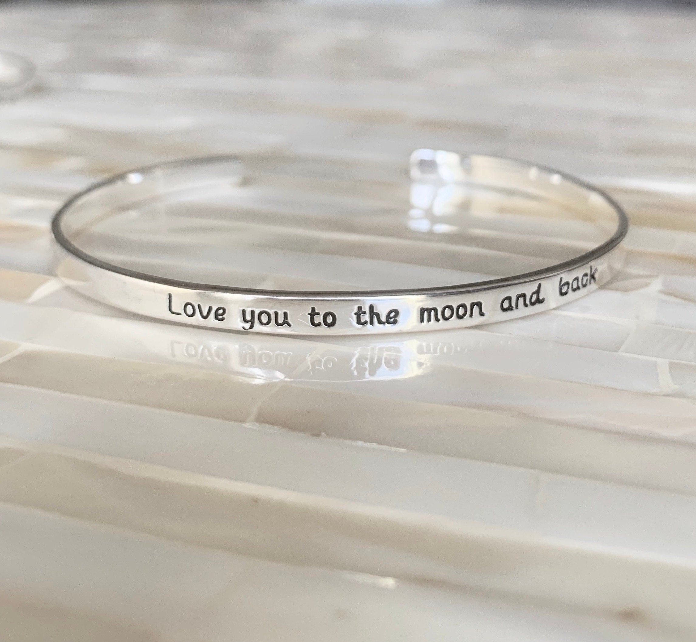 I Love You To The Moon And Back Quote Bracelet – Gracefully Made