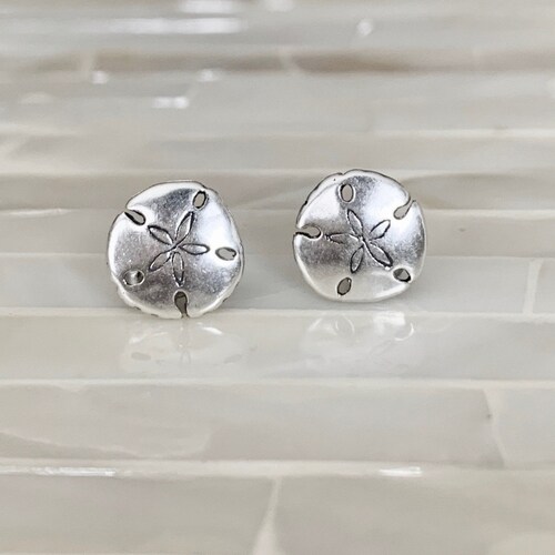 Sand Dollar Stud Earrings Sterling Silver Beach Jewelry Etsy