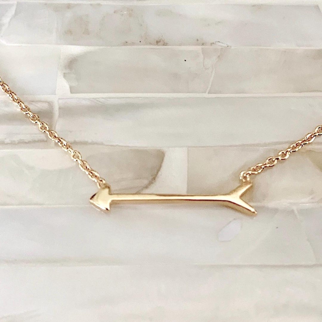 Gold Arrow Necklace – 14k Gold Plated Sterling Silver Pendant - Etsy