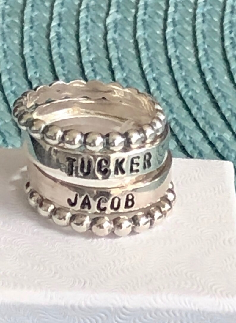 Personalized Mother's Rings Kids Name Rings Stackable Etsy
