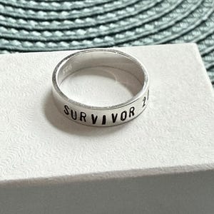 Cancer Survivor Ring- Personalized Ring- Survivor Gift- Custom name ring- Inspirational Gift- Sterling Silver- Hand Stamped