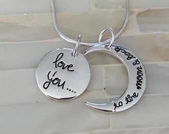 Couples  Necklace -Moon and back Necklace- Gift for Her- Commitment Jewelry- Promise Necklace- Anniversary Gift- Christmas Gift