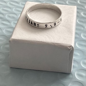 Anillo con versículo bíblico religioso, personalizado, anillo con las Escrituras, regalo para él, regalo para ella, fe, cristiano, graduación, regalo, plata esterlina
