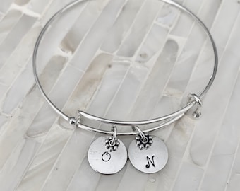 Initial Bracelet- Personalized Charm Bracelet- Family Jewelry- Mothers Gift-Grandmothers Bracelet- Couples Bracelet- Wedding-Sterling Silver