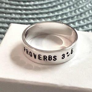 Anillo con versículo bíblico personalizado, anillo con las Escrituras, regalo para él, regalo para ella, religioso, fe, Navidad, graduación, regalo, plata esterlina