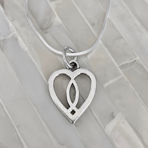 Ichthus Fish Heart Necklace- Jesus Fish Pendant Necklace-Faith- Religious jewelry-Christian Couples Gift- Christmas Gift- Sterling Silver
