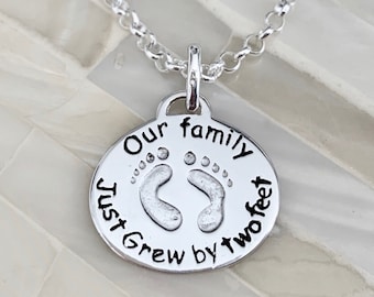 Push Present- Our family Necklace- just grew by two feet- New Baby Gift- Pregnancy gift- Sterling Silver- Baby Shower- Announcement Gift