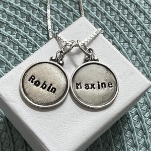 Personalized Name Necklace- Mother&#39;s Necklace- Childs name- Select Number of Charms- Push Present- Mother&#39;s Day Gift- Raised rim charm