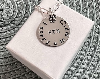 Memorial Necklace- Personalized with Initials or Angel Wing Charm- I Carry You In My Heart Forever Necklace- Remembrance Gift- Miscarriage