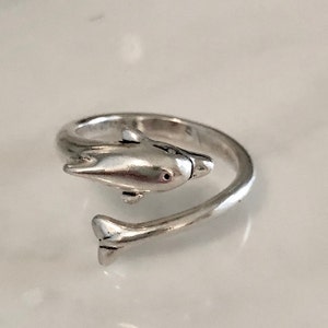 Dolphin Adjustable Ring-Sterling Silver-Beach Jewelry- Ocean Marine Jewelry- Save the Dolphins- Beach Jewelry- Dolphin Lover