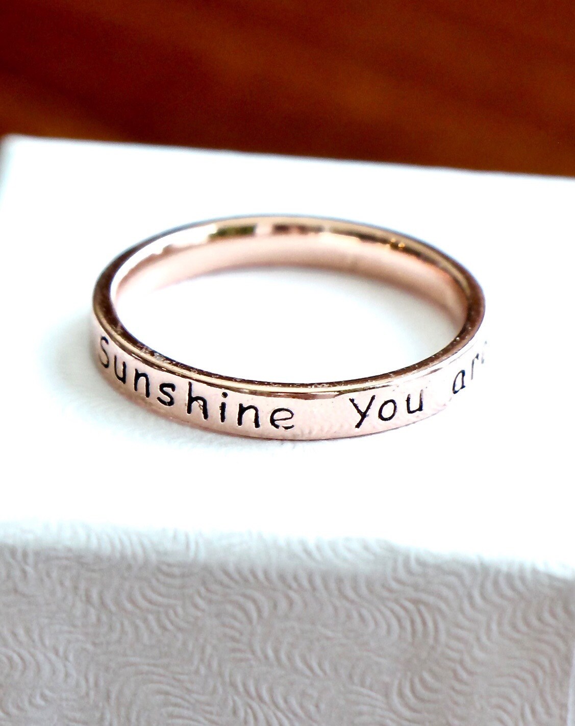 You are my Sunshine Ring Rose Gold Stackable Ring Mom Ring Etsy