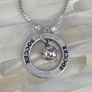 Soccer Necklace- Soccer Player Gift- Soccer Team Gift- Coach Gift- Soccer Jewelry- Soccer Charm Necklace- Sterling Silver