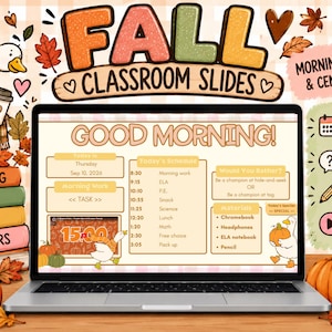 Diapositives pour la classe en automne | Diapositives modifiables Canva pour le matin, le français, les mathématiques et les ateliers | Diapositives pour enseignants sur le thème de l'automne | Questions « Préférez-vous ? »