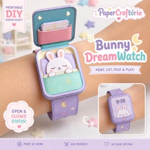 Easy DIY Paper Craft for Kids | Printable Cute Bunny Smartwatch | Moonbeam Bed Watch | 30-Minute Activity | Instant Download | 6 Versions