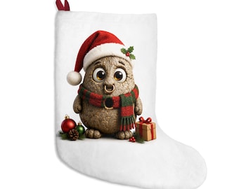 Leuke kerstsok met grappig aardappelfiguurtje, unieke kerstdecoratie, gepersonaliseerd kerstcadeau voor haar, eigenzinnig kerstornament, handgemaakt