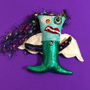 Creepy Mermaid Doll Mermaid with Wings Art Doll