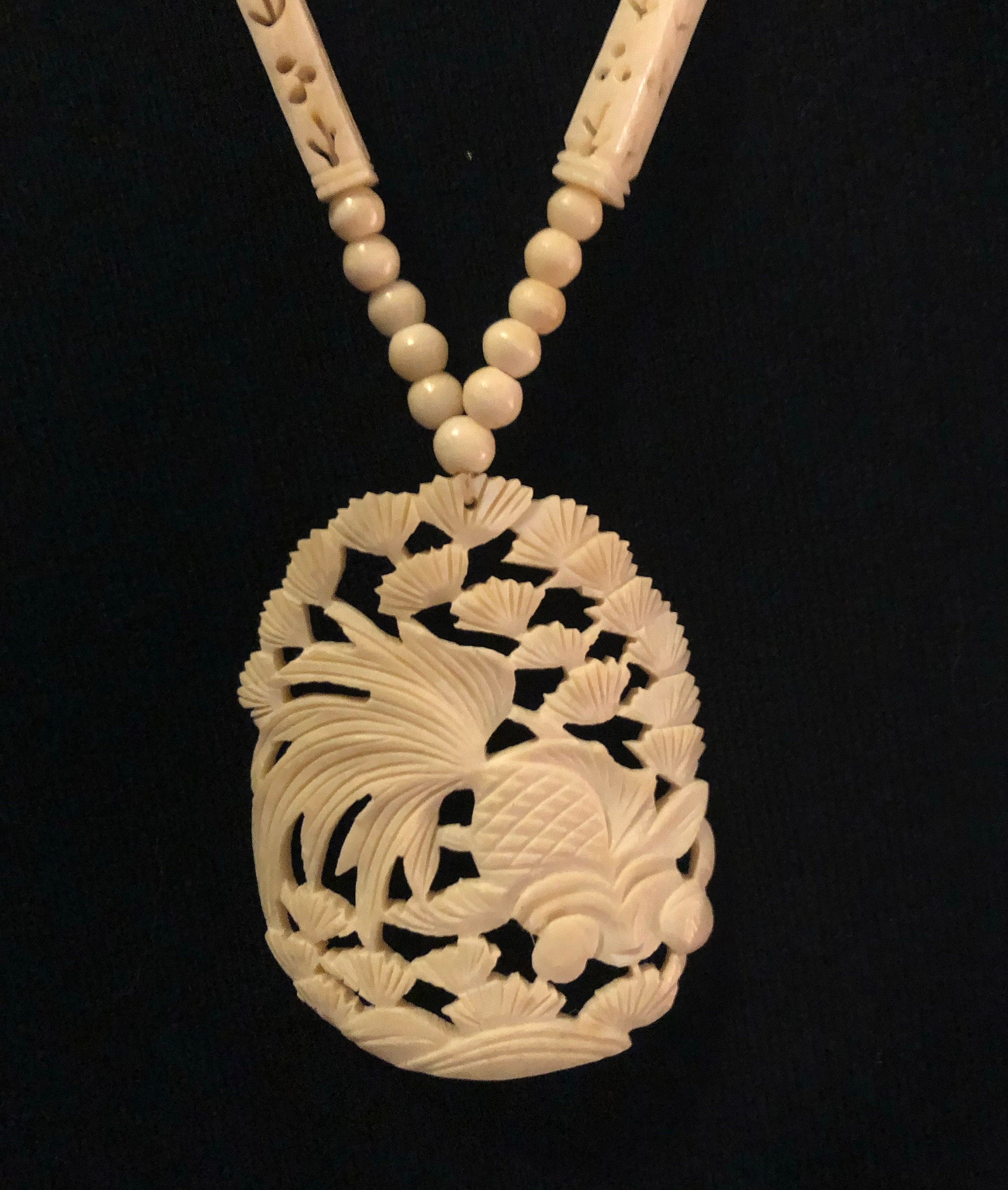 Carved Bone Pendant Necklace, Excellent, Vintage - Etsy