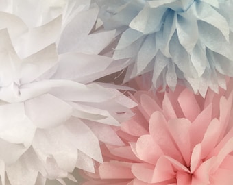 24 LARGE (15 inch) Tissue Paper Pom Poms-- Choose Your Colors-- Classroom/ Reception/ Wedding/ Surprise Party Decorations