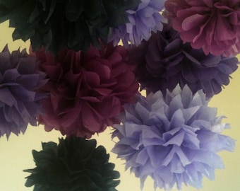 10 Tissue Paper Pom Poms-- Choose Your Colors-- Surprise Party/ Anniversary/ Birthday/ Office Decorations