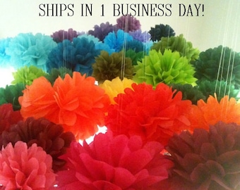 10 Tissue Paper Pom Poms -- Choose Your Colors-- Baby Shower/ Nursery/ Bedroom/ Party Decorations tissue pom