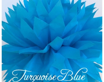 Tissue Paper Pom Poms: Turquoise Blue -- Or Choose Your Colors-- Baby Shower/ Nursery/ Bedroom/ Party Decorations tissue pom