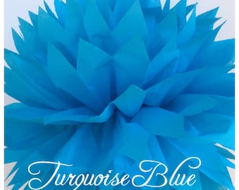 Tissue Paper Pom Poms: Turquoise Blue -- Or Choose Your Colors-- Baby Shower/ Nursery/ Bedroom/ Party Decorations tissue pom