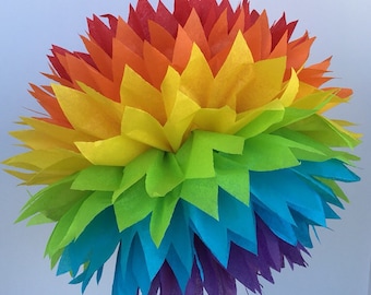 Rainbow Tissue Paper Pom Poms --Party or Home Decorations, Business Decorations