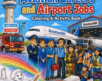 Aviation Careers Coloring Book for Kids | 64+ Airport Jobs Coloring and Activity Pages | Pilot Printable | Instant Download PDF