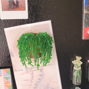 Dark Green Beaded Plant Magnet