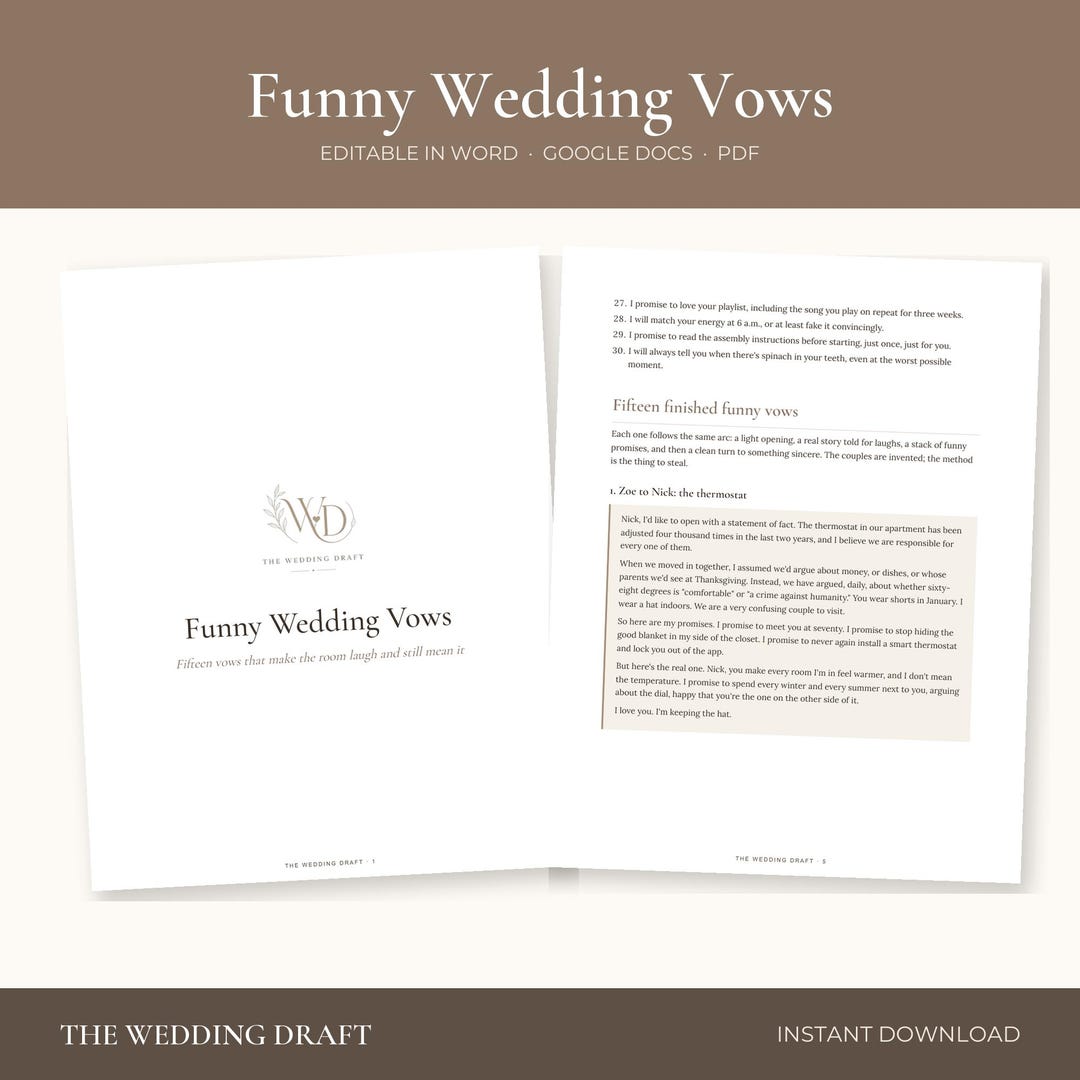 Funny Wedding Vows | 15 Examples, Word, Google Docs, PDF (digital ...