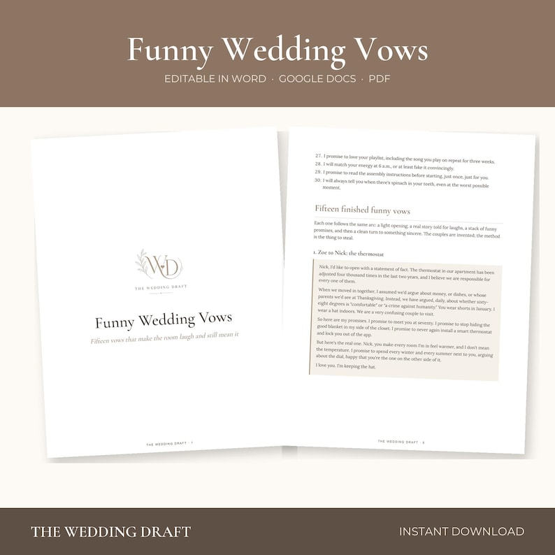 Funny Wedding Vows | 15 Examples, Word, Google Docs, PDF (digital ...