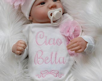 Coming Home Newborn Girl Ciao Bella Romper met mutsje, kraamcadeau