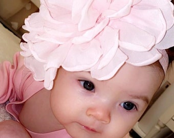 Baby Girl Large Flower Headband in Pink or Off White Toddler Large Flower Headband