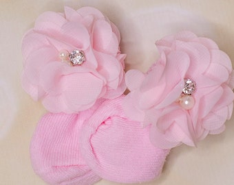 Baby Girl Pink Newborn Socks Baby Girl Socks with Little Flowers