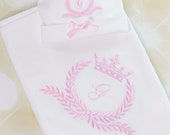 Baby Girl White Blanket White Receiving Blanket with Royal Crown Embroidery and Matching hat