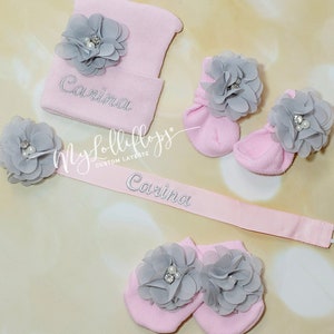 Baby Girl Newborn Hospital Set Personalized Shower Gift Newborn Baby Girl Hospital Set with Flowers