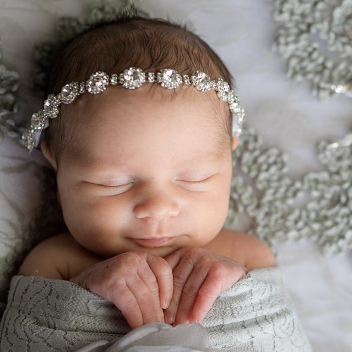 Baby Girl Rhinestone Headband Newborn Rhinestone Headband With Etsy