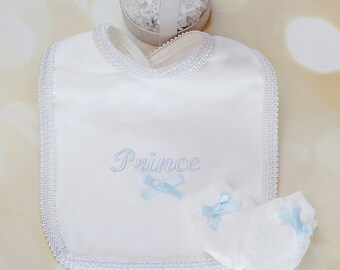 Baby Boy Gift Set Newborn Baby Boy Bib and Mittens Set Baby Boy Newborn Set Newborn Baby Boy Gift Set