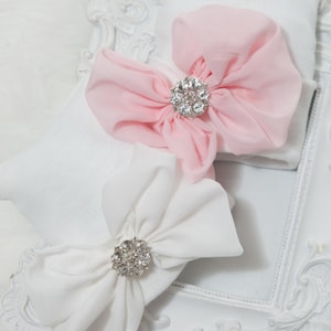 Newborn Hospital Hat, White Newborn Baby Girl Hospital Hat with Chiffon Flower