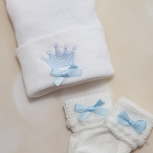 Newborn Hospital Baby Hat and Socks Set Baby Boy Newborn Set Newborn Baby Boy Hospital Hat